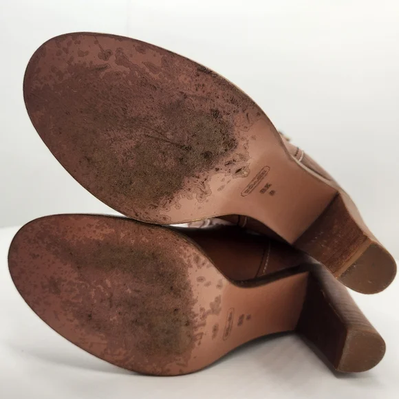 Coach boots women's 8.5B brown cognac leather knee high Meredith Q095 Made Italy - Picture 15 of 16